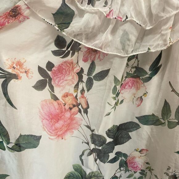 100% silk floral ruffled dress - Picture 2 of 8